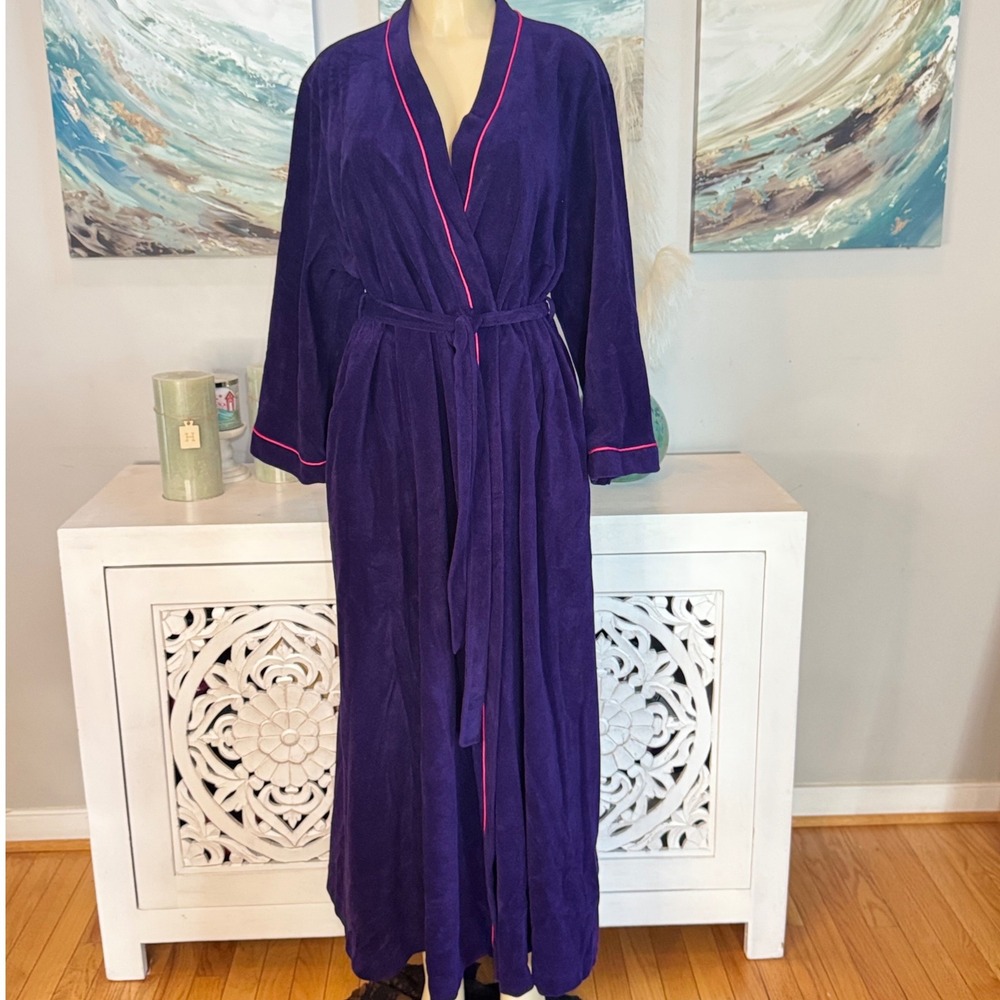 Vintage Vanity Fair Purple Velour Robe XL Made in USA